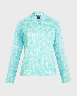 Vilebrequin - Women Zipped Long Sleeves Rashguard Seashells - Rashguard - Flynn-zx - White - Size XL
