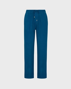 Vilebrequin - Men Linen Comfort Pants Solid - Pant - Pacha - Blue - Size XXXL