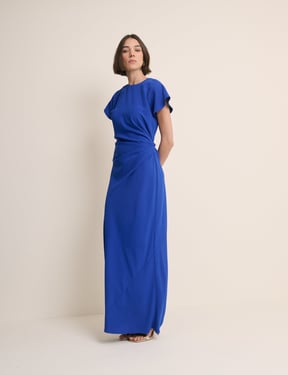 Electric Blue Asymmetric Naz Maxi Dress