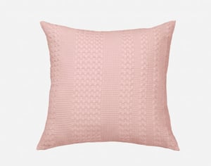 QE Home Waffle Cotton Euro Sham in Blush, Geometric, Pink, 26" x 26"