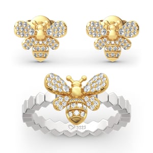 Jeulia Bee Design Sterling Silver Jewelry Set