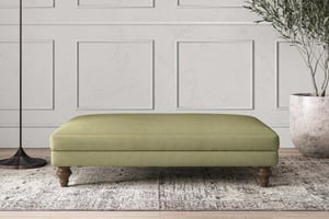 nkuku Deni Large Dining Footstool | Make To Order | Brera Linen Sage | No Colour