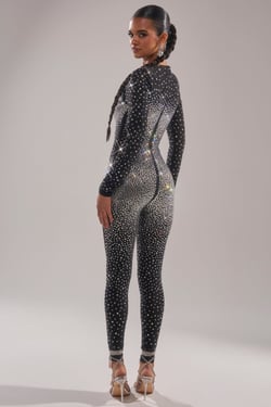 AKIRA All About Me Rhinestone Jumpsuit | Black | Size 2X