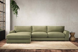 nkuku Guddu Large Left Hand Chaise Sofa | Make To Order | Brera Linen Sage | No Colour