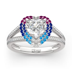 Jeulia Double Halo Heart Cut Sterling Silver Ring