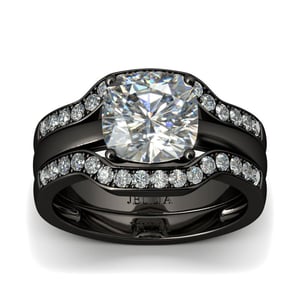 Jeulia Black Tone 3PC Cushion Cut Sterling Silver Ring Set