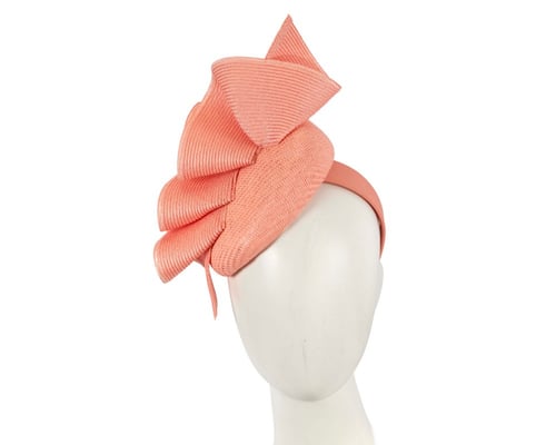 Coral pillbox fascinator by Fillies Collection S259