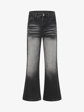 Vintage Washed Flare Jeans - Black / 2XL
