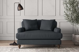 nkuku Deni Love Seat | Make To Order | Recycled Cotton Mercury | No Colour