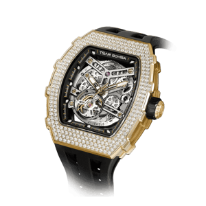 TSAR BOMBA Men's Automatic Watch | Black | Elemental TB8208D | High-Tech Ceramic Bezel | Japanese Mechanical Skeleton Movement | 316L Stainless Steel Tonneau Luxury Sport Watch