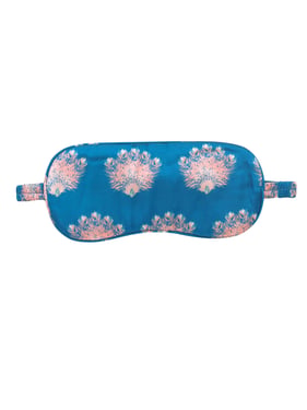 Eye Mask Satin Blue Ostrich Fans - ONE SIZE / Blue