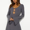 Laser Focus Mini Dress Charcoal Grey