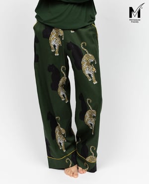 Olive Womens Leopard Print Wide Leg Pyjama Bottoms - 28