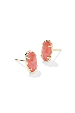 Grayson Gold Stone Stud Earrings Coral Pink Mother Of Pearl