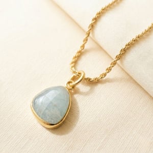 Statement Gold Vermeil Plated Aquamarine March Birthstone Crystal Rope Necklace