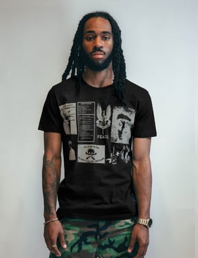 T-Shirt with Printed Patches in Black