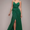 Goddiva Wrap Style Spaghetti Strap Maxi With Split - Emerald