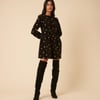 Black Floral Embroidered Tie-front Cord Eden Mini Dress