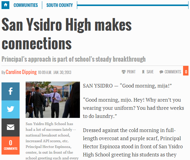 UTSanDiego.com article from 1/30/2013 UTSanDiego.com article from 1/30/2013