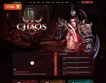 Chaos MMORPG Metin2 Game Website HTML Template for Private Server - Instant Download