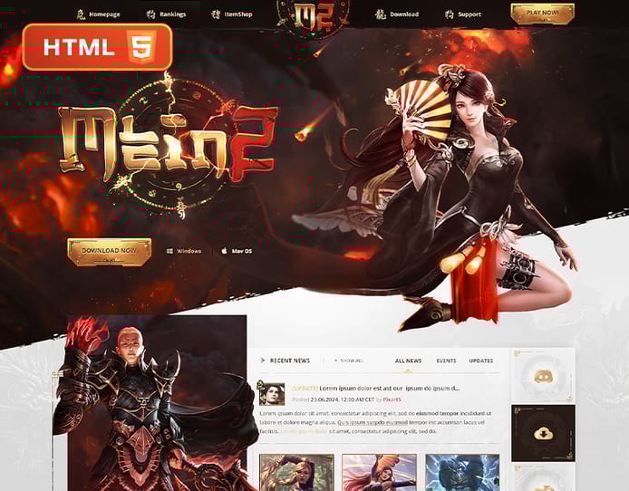 Metin2 Game Website HTML Template - M2World