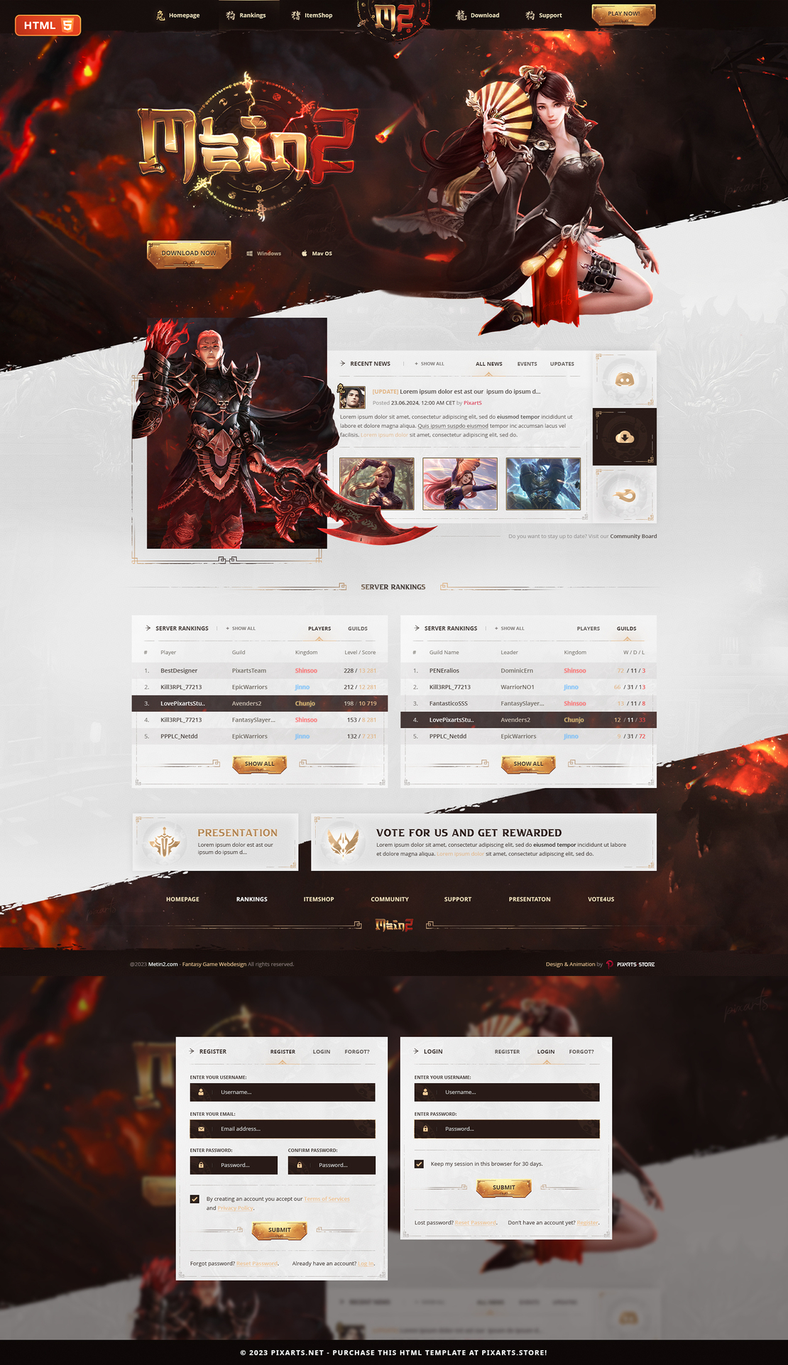 Metin2 Game Website HTML Template - M2World