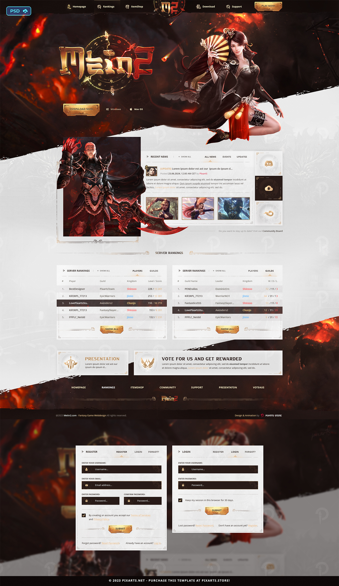 Chinese Metin2 Game Website Template - M2World