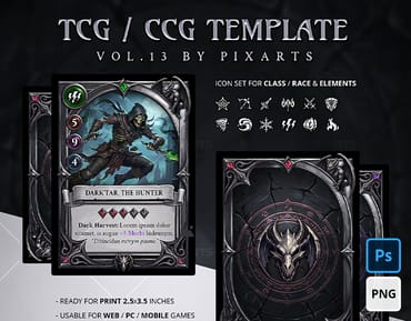 Trading Card Game (TCG/CCG) Template – Dark Fantasy Gothic Dragon Vol.13