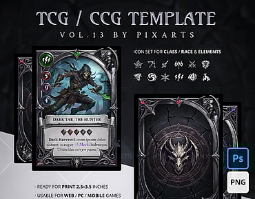 Trading Card Game (TCG/CCG) Template – Dark Fantasy Gothic Dragon Vol.13