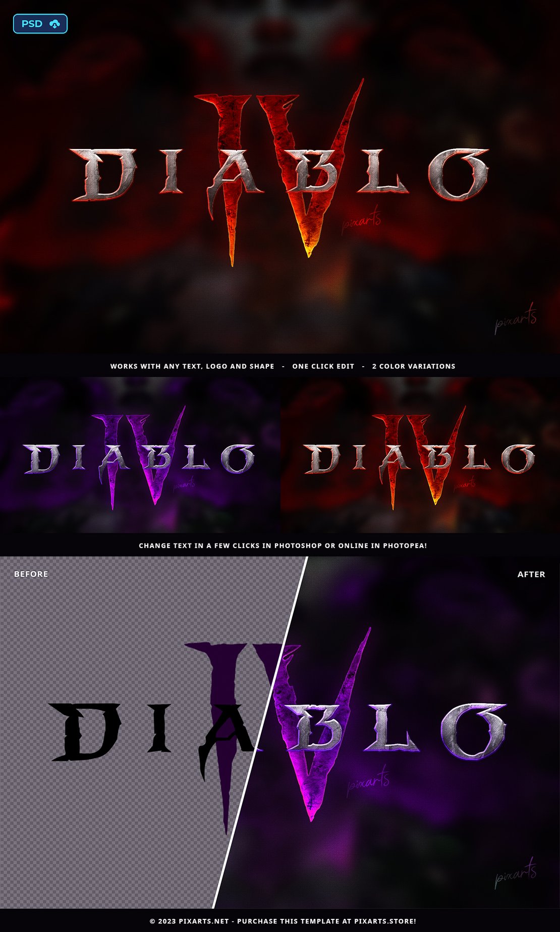 Diablo 4 - Fantasy Game Logo Psd Text Effect