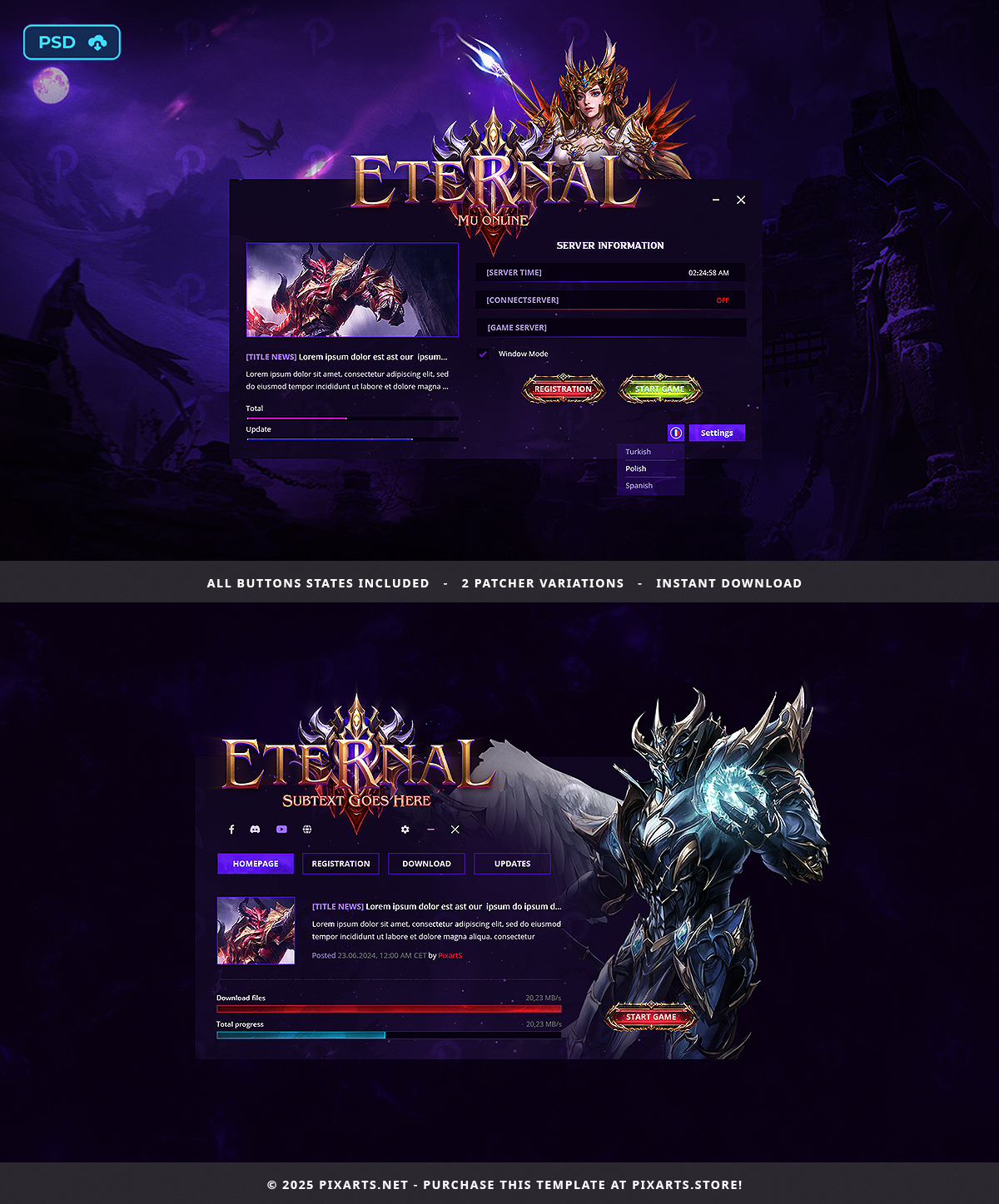 Eternal Fantasy Metin2 & MU Online Game Patcher – Editable PSD Template