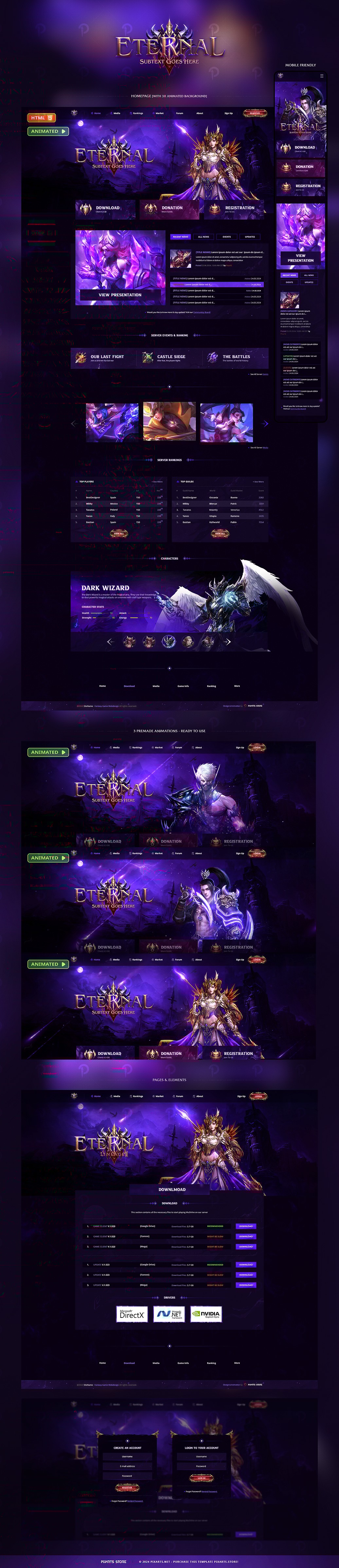 Eternal - MMORPG Game Site HTML Template for Private Server or Game Website - Instant Download