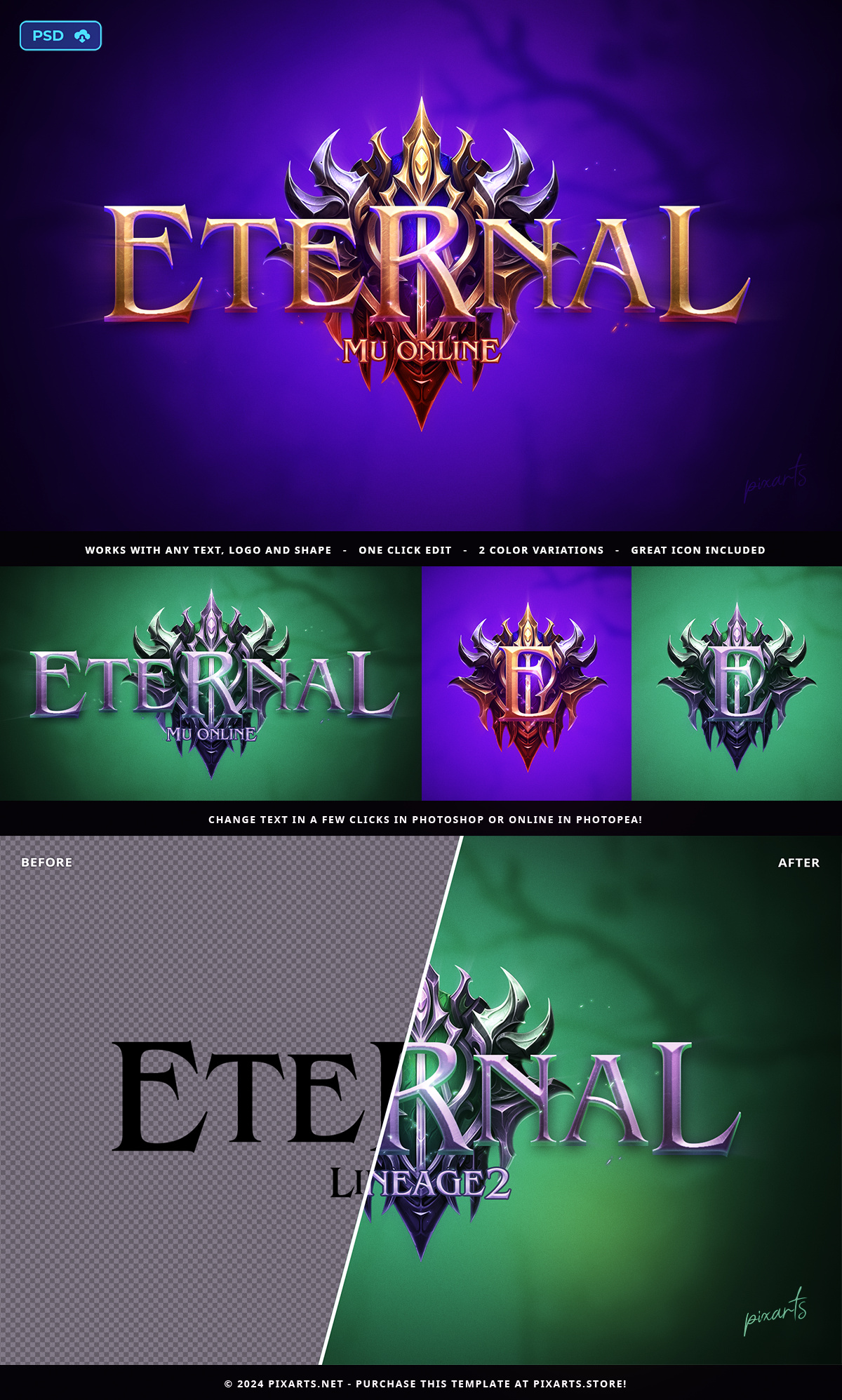 Eternal - Lineage 2 & Mu Online Game Logo Template