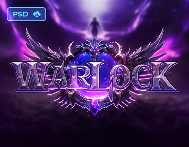 Fantasy Game Logo PSD Text Effect Template - Warlock