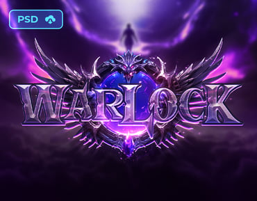 Fantasy Game Logo PSD Text Effect Template - Warlock