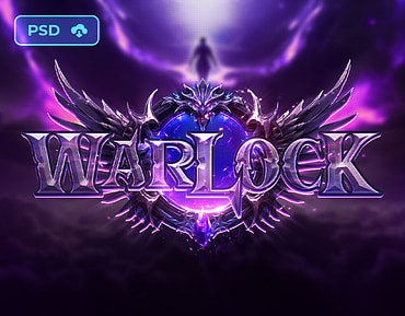 Fantasy Game Logo PSD Text Effect Template - Warlock