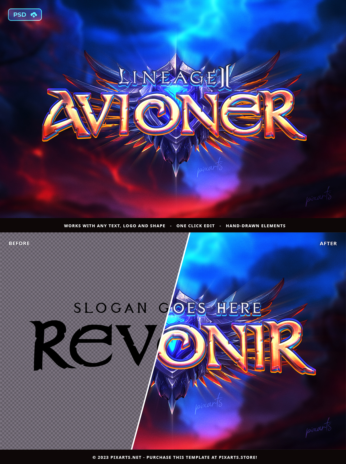 Fantasy Lineage 2 Game Logo Template - Avioner