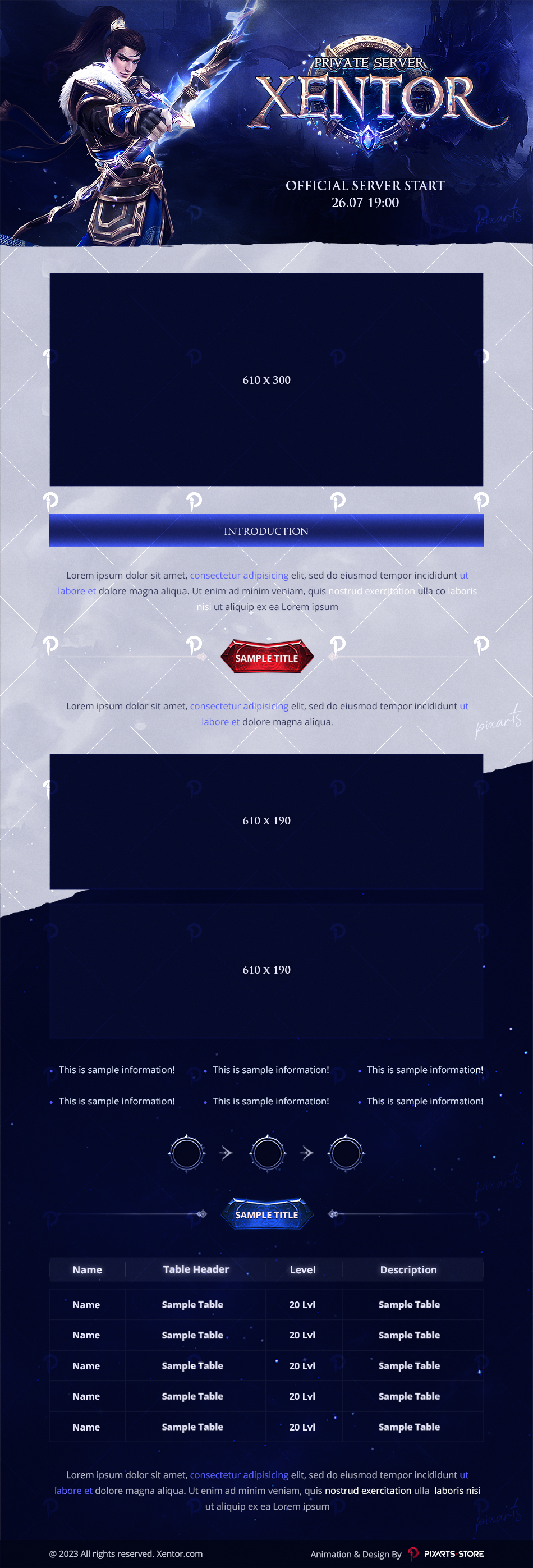 Fantasy Private Server Presentation PSD Template - Xentor