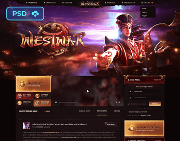 Metin2 Animated Website PSD Template - WestWar