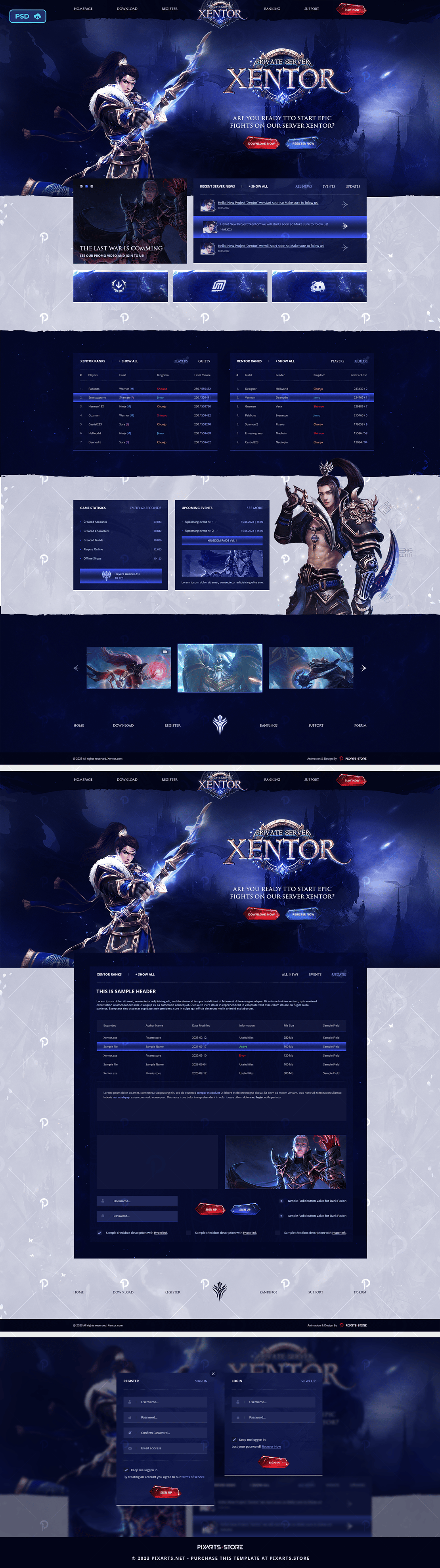 Metin2 Private Server Game Website Template - Xentor