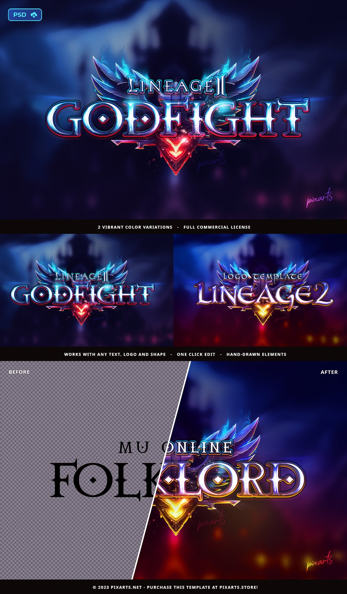 Lineage2 Fantasy Game Logo Template - GodFight