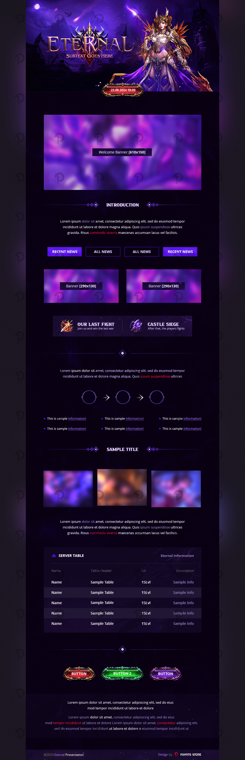 MMORPG Private Server Presentation PSD Template - Lineage2 & Mu Eternal 🔥⚡