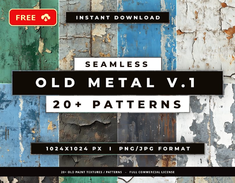 Old Paint Metal Textures - 20+ Patterns Pack (JPG/PNG)