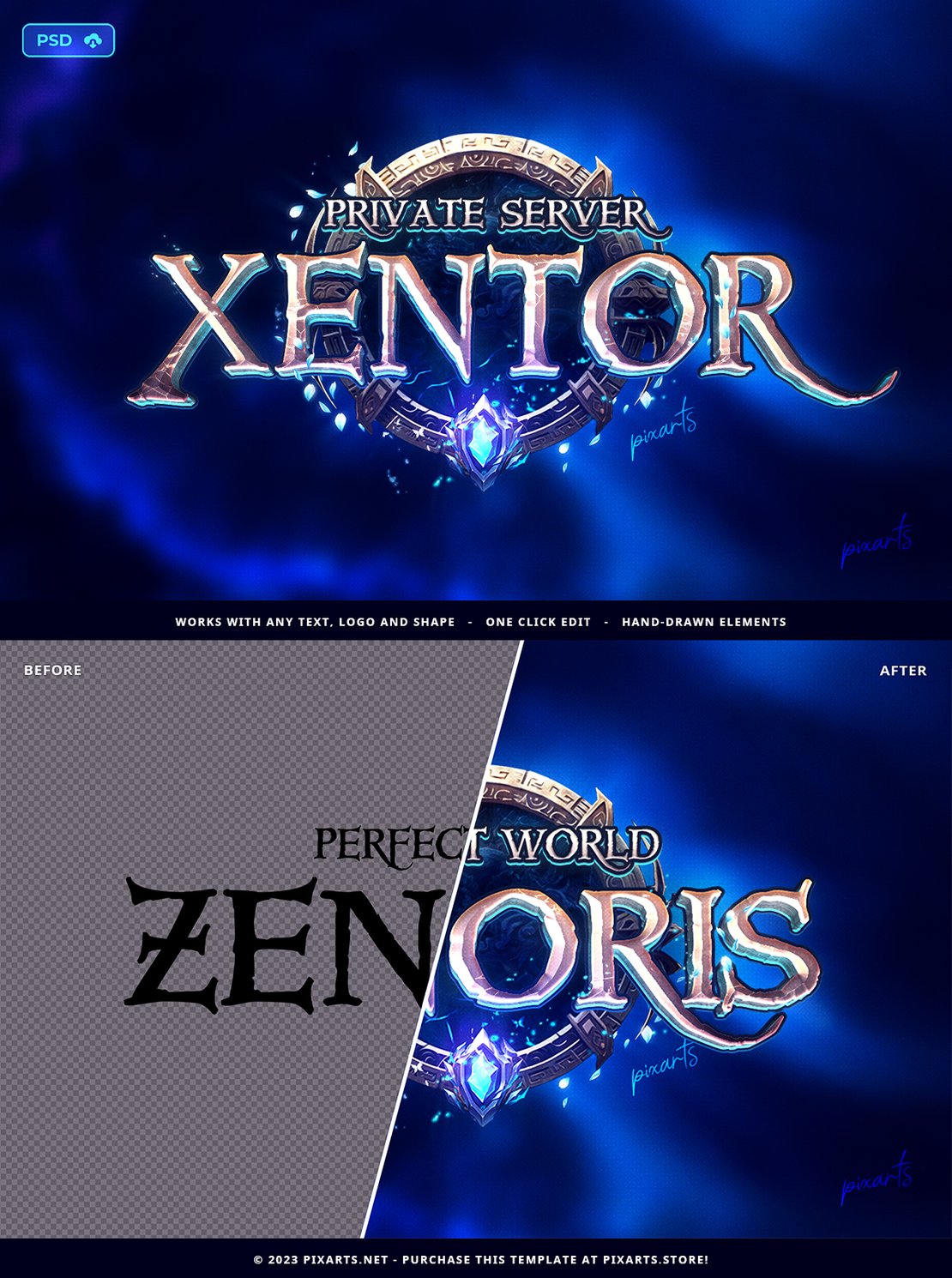 Private Server Game Logo Psd Template - Xentor