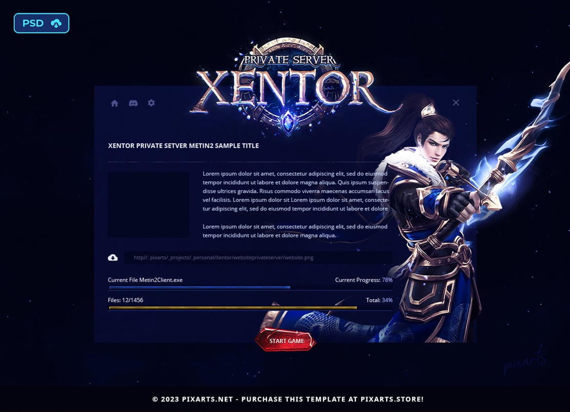 Private Server Game Patcher PSD Template - Xentor