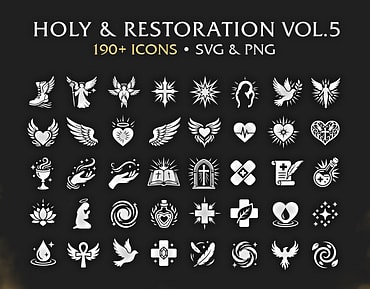 RPG Holy & Restoration Game Icon Pack – 190+ Vectors (SVG & PNG) Vol.5