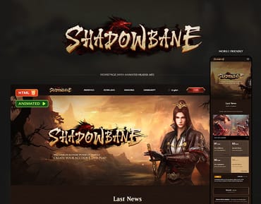 Shadowbane – Animated MMORPG Website HTML Template (Metin2 Style)