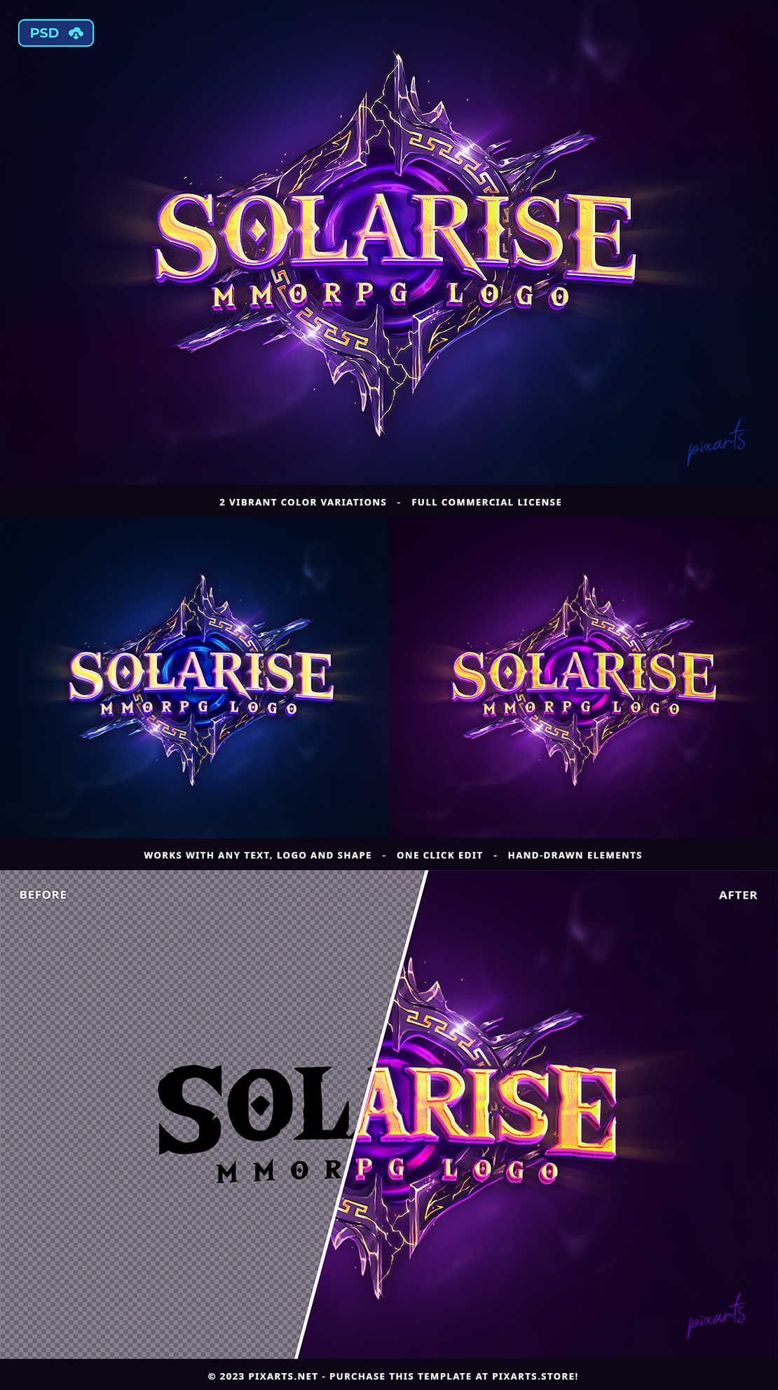 Solarise - Stylized Gaming Logo PSD Template