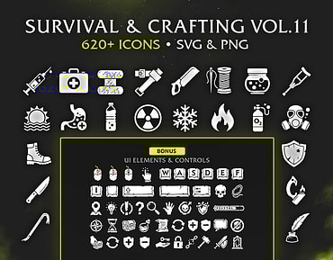 Survival & Post-Apo Game Icons MEGA PACK – 620+ Vectors (SVG & PNG) Vol.11