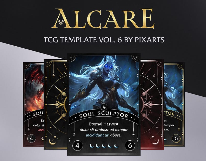 Trading Card Game (TCG) Template – Alcare Dark Fantasy Style Vol.6